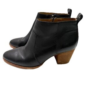 Madewell‎ The Brenner Boot Black Leather Womens Booties Boots Size 8.5 Side Zip